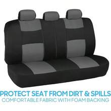 PolyPro Car Covers Full Set In Gray On Black, Front And Rear Split Covers, Easy To Install Car Seats Cover Set And Accessories Auto Trucks Van SUV - Gray - 灰色的 - 查看 7