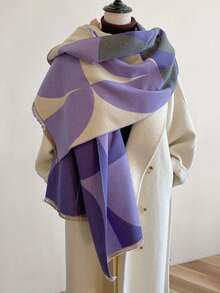 1 pièce Foulard asymétrique bicolore pour femmes, épais et chaud, de haute qualité, nouvelle écharpe pour l'automne/hiver