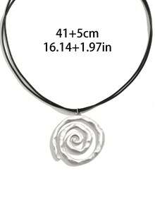 rundraw 1 Máy Tính Vintage Bạc Xoắn Ốc Mặt Dây Chuyền, Punk, Kim Loại Dây Da Màu Đen Vòng Cổ Unisex, đi Biển Hoặc Mặc Hàng Ngày - Màu Bạc Cổ - Xem 4