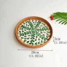 直径 8.66 英寸 x 高 1.18 英寸手工编织藤条圆形桌面储物托盘 - 彩色 - 查看 18