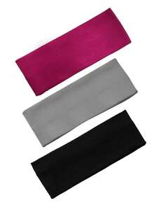 1/3/4条装运动纯色头带，休闲家居发带头巾吸汗带，秋冬季女士度假装扮发饰优雅围巾女士头巾柔软头巾 - 彩色 - 查看 9