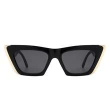 Women's Vintage Square Retro Cat Eye Fashion Sunglasses Eyewear, With Gold Edge Detail Must Have For Travel, Beach, Street Style, Everyday Wardrobe Essentials, Business Casual Outfits And Lifestyle Accessories - 黑色 - 查看 2