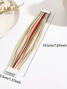 1pc Colorful Zinc Alloy & PU Leather Bracelet, Fashionable For Commuting, European And American Style