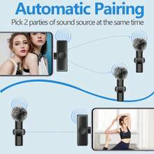 Wireless Lavalier Lapel Microphone For TypeC(IP15/16)  Android Plug-Play Professional Noise Reduction Recording Clip Mic For Creator Interview ﻿ - Pink - View 7