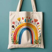 1pc Floral Canvas Tote Bag - Reusable Grocery And Shoulder Bag Women, Book And Daily Storage, Commuting, Travel, Shopping, School, Holidays