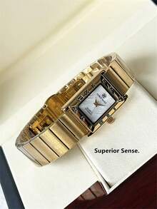 Pablo Raez 1 件奢华梦幻女士手表夏季配饰女士手表复古矩形银饰不褪色原创迷人礼服手表 18K 金不锈钢表带 IPS 方形罗马数字表壳优雅顶级全新 AAA 设计石英复古女士手表