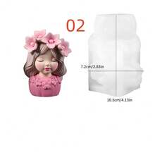 Molde para maceta de flores, corona floral, taza de vela con diseño de niña, maceta de flores de princesa, molde de silicona - Blanco - Ver 9