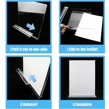 3/6 件亚克力标牌架 8.5 X 11 英寸，透明亚克力双面垂直桌面菜单展示架，纸质传单架桌面标牌架，适用于餐厅、办公室、商店、酒店 - 透明 - 查看 4