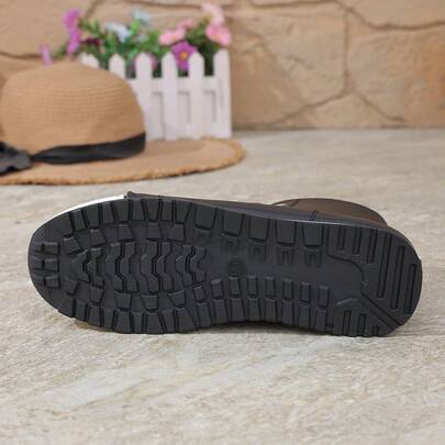 Plus Size Fashion Women's Boots, Classic Black Boots With Side Zipper, Women's Ankle Boots, Flat, Breathable, Autumn/Winter Boots