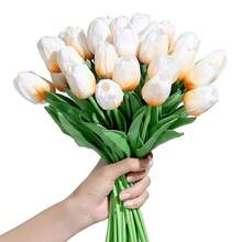 12pcs Assorted Color Artificial Tulip Flowers, Light Pink And Pink White, Suitable For Outdoor Garden Decor, Indoor And Outdoor Decor, Vase Decoration, Fake Plants, All Season Decor, Room Decor Items, Home Floral Decor, - 15Pcs Champagne - View 1