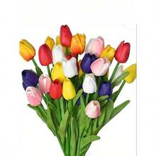 12pcs Assorted Color Artificial Tulip Flowers, Light Pink And Pink White, Suitable For Outdoor Garden Decor, Indoor And Outdoor Decor, Vase Decoration, Fake Plants, All Season Decor, Room Decor Items, Home Floral Decor, - 15Pcs Champagne - View 6