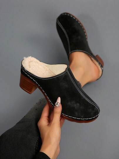 Damen Warme Thermofutter Pantoffeln (Plateau-Absatz Design) für Herbst/Winter, modischer Slip-On Stil, praktisch und elegant, geeignet für den täglichen Lässig Gebrauch und Innenräume, passend für Ausgehen oder Zuhause bleiben, elegant