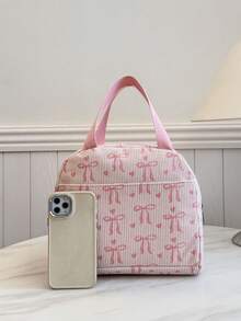 Portable Lunch Bag, Insulated Lunch Box, Bento Bag, Dinner Insulated Bag, Thickened Cute Lunch Fruit Bag For Students, Pink Leopard & Floral Lunch Bag, Women Lunch Box, School & Travel Insulated Lunch Bag, Waterproof Insulated Lunch Bag - Pink - View 2