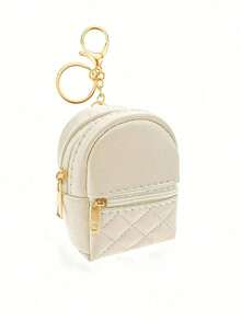 Portachiavi zaino mini per donna, borsetta carina per cosmetici, borsetta piccola in PU per cosmetici, accessori portachiavi, borsa per rossetto, borsa con zip, accessori autunnali