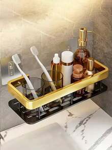 2pcs No Drill Bathroom Shelf, Wall Mounted Bathroom Shower Organizer Rack, Bathroom Vanity Storage Shelf, Bathroom Wall Mounted Shelf Bathroom Accessories Bathroom Tools - Multicolor - View 14