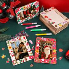 1 قطعة إطار صورة خشبي غير مكتمل، طقم حرفي يشمل إطار خشبي غير مكتمل، 6 أقلام ملونة، 1 ملصق ماس كريستالي لزخرفة الإطار ومشاريع فنية مخصصة، إطار عرض رأسي للمكتب، لوحة غير مكتملة وإطار خشبي زخرفي، ديكور المنزل، مشاريع فنية مخصصة، عرض صور مخصص ومشروع فني هدية لعيد الميلاد والتخرج