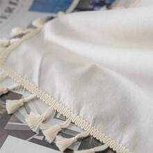 Sutuo Home Boho Curtain With Handmade Tassels, Rod Pocket Window Treatment Vintage Rustic Bohemian French Farmhouse Semi-Blackout Solid Drape For Bedroom, 1 Panel 59" W X 84" L,Cream White - 奶油白色59寬x84公升1包 - 查看 4