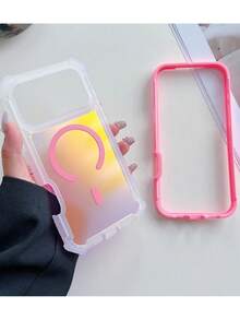 1pc Color Change Laser Dazzling Magnetic Case Compatible With IPhone 17 Air 16 15 14 13 Pro Max Plus Wireless Charge Shockproof Cover - Pink - View 3