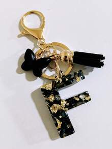 1 pieza Llavero de resina con forma de corazón con borla en color beige, accesorio creativo de estilo lindo como regalo para amigos, madre, padre, graduación y maestros - Negro - Ver 13