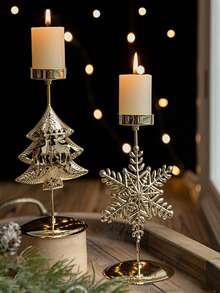 Cirelle 金色圣诞复古烛台、橱窗展示、锻铁圣诞装饰品、烛台和圣诞桌面茶灯。适用于圣诞装饰、家居装饰，简约时尚，营造氛围，可用作节日礼物、情人节礼物、新年礼物、圣诞礼物。 - 金色 - 查看 5