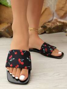 Sandalias de verano con diseño de cereza, de moda y populares para mujeres. Cómodas y versátiles, apropiadas para diversas ocasiones