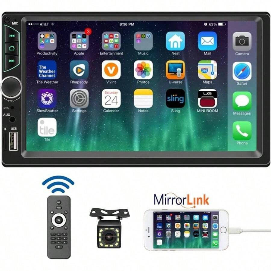 7inch Car Stereo Double Din Radio Touchscreen With Backup Camera Multimedia Car Audio Support Mirror Link, Caller ID, FMMP3MP4USBSubwoofer, Aux Input Car Audio Receivers - Car Stereo with backup camera - View 1