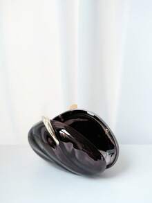 1pc Black Metal Chain Strap Asymmetric Clutch Bag, Minimalist High-End Style Elegant Evening Bag, Luxury Party Handbag For Women - Black - View 8