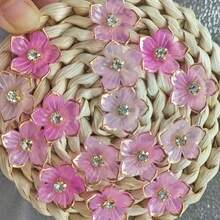 20/50 Pieces 24mmGold Edge Pink Flower Decorative Flower Design Hat Decorative Buckle DIY Handmade Decorative Accessories.