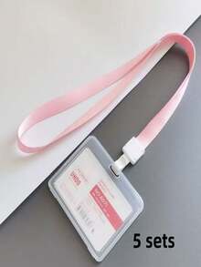 1 套双面透明工作证盒，带挂绳，塑料徽章通行证工作卡夹，身份证标签卡套，学校用品，返校 - 彩色 - 查看 24