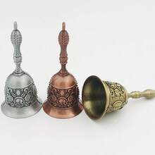 1pc Hand-Carved Bell, Vintage Colored Brass Bell, Metal Bell, Old Man Bell, Wedding Bell, Service Bell, Christmas Bell, School Hand-Cranked Bell, Christmas Gift Room Decor - Multicolor - View 10