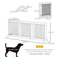 PawHut Foldable Wooden Pet Gate W/ 3 Panels 2 Support Feet For Small Dogs White - White - View 5