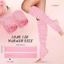 Long Leg Warmers Women 24 Inch Over Knee Knit Ribbed Leg Warmer Stirrup Yoga 80s Party Dance Ballet Supply - 粉色 - 查看 2