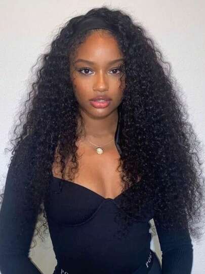 Uveous 200 Density 3 In 1 Drawstring Seamless Flip Over Curly 32 Inch Jerry Curly Half Wig Human Hair Glueless Put On And Go For Women Beginner Friendly