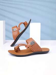 男士夏季新款轻便透气防滑 EVA 鞋底拖鞋，时尚休闲系带沙滩拖鞋 - 棕色 - 查看 5