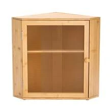 Panera de esquina para encimera de cocina, contenedor de pan de bambú de doble capa y gran capacidad, panera de madera rústica para pan casero, contenedor de almacenamiento con puerta acrílica ondulada, color natural - Esquina de madera natural de doble capa - Ver 8