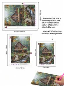 5D DIY Diamant Malerei | Natürliche Waldlandschaft Stil Diamant Kunst Set, Hütten im Wald DIY Diamant Malerei Kreuzstich Kits. Hochwertige handgefertigte dekorative Malerei. Geschenk Diamant Malerei, konzentrieren und beruhigen Sie Ihre Stimmung durch DIY. - Verschiedenfarbig - Übersicht 2