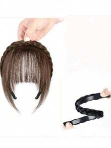 1件装无缝防滑合成假发，带刘海发带，适合女性，遮盖发际线和白发，自然隐形超薄刘海假发发带，发箍，发圈，女士发饰，秋季穿搭发带 - 彩色 - 查看 9
