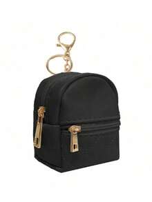Portachiavi zaino mini per donna, borsetta carina per cosmetici, borsetta piccola in PU per cosmetici, accessori portachiavi, borsa per rossetto, borsa con zip, accessori autunnali