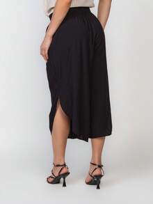 Plain Viscose Pantacurt Pants Simple Knot House - Black - View 6