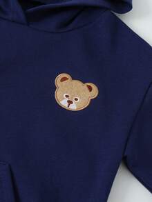 Timzgo 2 sztuki/zestaw dziecięcych bluz z kapturem, dziewczęca bluza z kapturem i haftowanym misiem + spodnie sportowe, chłopięca, wygodna, modna bluza z kapturem i rękawami typu raglan do noszenia na zewnątrz