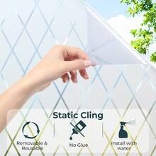 静电磨砂窗户贴膜 - 纯哑光隐私保护膜，适用于窗户和玻璃门，防紫外线、防晒和控热，无需胶水，可拆卸、可重复使用，适用于家庭浴室、卧室、办公室，易于 DIY 安装，防刮防水 - 彩色 - 查看 11