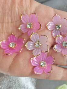 20/50 Pieces 24mmGold Edge Pink Flower Decorative Flower Design Hat Decorative Buckle DIY Handmade Decorative Accessories.