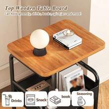 Senmeo 3-Tier Metal Utility Rolling Cart With Wooden Table Top, Storage Cart White Trolley Kitchen Organizer Rolling Desk With Locking Wheels For Office, Classroom, Dorm, Bedroom - 白色 - 查看 5