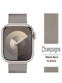 1 buc. Curea de ceas elegantă milaneză din oțel inoxidabil cu încuietoare magnetică, compatibilă cu 44 mm, 40 mm, 41 mm, 45 mm, 42 mm, 46 mm, 38 mm, Ultra 2, 49 mm, se potrivește cu seriile 11, 10, 9, 8, 7, SE, 6, 5, 4, 3, 2, 1, accesoriu de lux pentru curea de ceas inteligent