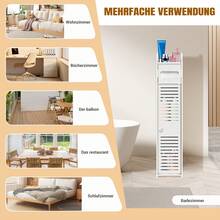 Rigogo 4-Tier Tall Bathroom Cabinet With Door & Drawer - Floor Standing Storage Organizer With Toilet Roll Holder & Shelves | Slim Design For Toilet, Bathroom, Kitchen | Freestanding, Easy Assembly, L 16 Cm X W 17 Cm X H 81 Cm - 白色 - 查看 7