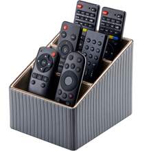 Luxury Leather Vertical Striped 3-Slot Remote Control Box, PU Leather Desktop Storage Organizer For TV, CD, Media Players, Controllers And Office/Cosmetic Items, Back To School - Multicolor - View 14