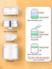 زجاجات مضخة هوائية بنمط الوردي القوس والقلب، حاويات مضخة هوائية للكريم، حاوية مرطب بمضخة، حاويات مستحضرات تجميل فارغة من الأكريليك مع مضخة، حاويات قابلة لإعادة التعبئة بحجم السفر مع غطاء لمرطبات سميكة، كريمات العناية بالبشرة، شفافة، منظم مستحضرات التجميل