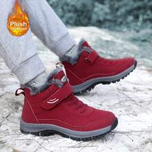 2025 Autumn And Winter Men's Casual Snow Boots Cover Feet New Fleece Warm Outdoor Cotton Shoes Mid-Leg  Sports - 紅色 - 查看 6