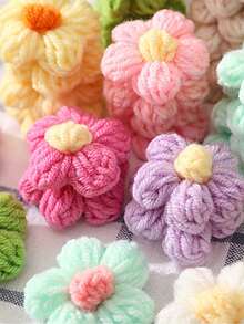 10/100PCS Handmade Crochet Colorful Small Woolen Flowers Puffs, Pulled Out Can Be Used As Holiday Accessories Clothing Accessories, Inserted Can Be Used As Flower Ornaments, Table Decoration, Bedroom Decoration, Valentine's Day Gift, Gift For Daughter Or Mother- Vibrant Holiday Clothing Accessories