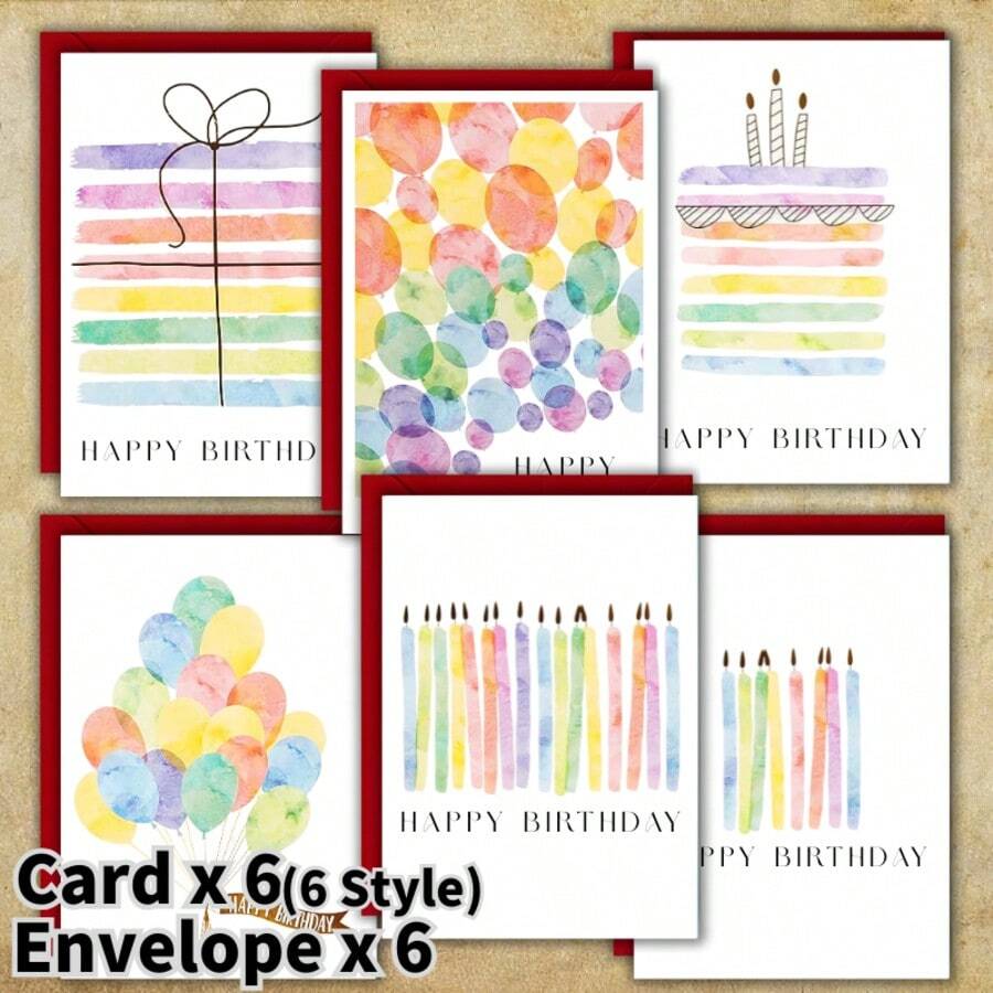 12pcs, Unique Assorted Watercolor Birthday Cards With Envelopes - Designs For Birthday - Gift Cards For Anyone